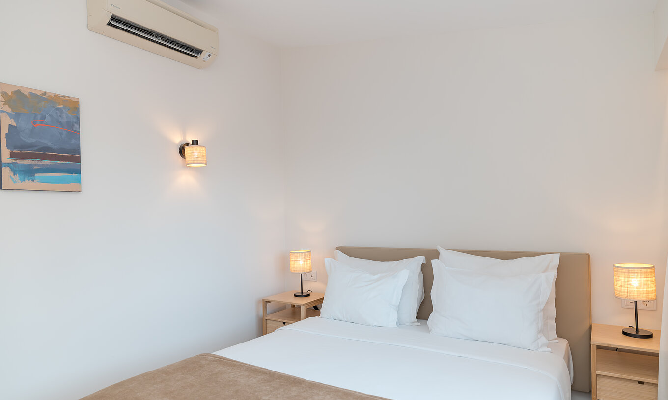 Villa 2 Schlafzimmer Gartenblick im Pestana Alvor Beach Villas hat Schlafzimmer mit Doppelbett, Bild und Klimaanlage