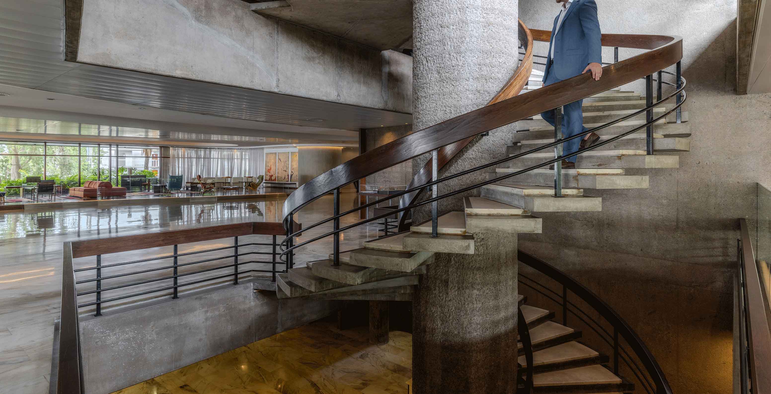 Stairs of the lobby at Pestana Casino Park, hotel in Funchal by the sea, with spa and pool