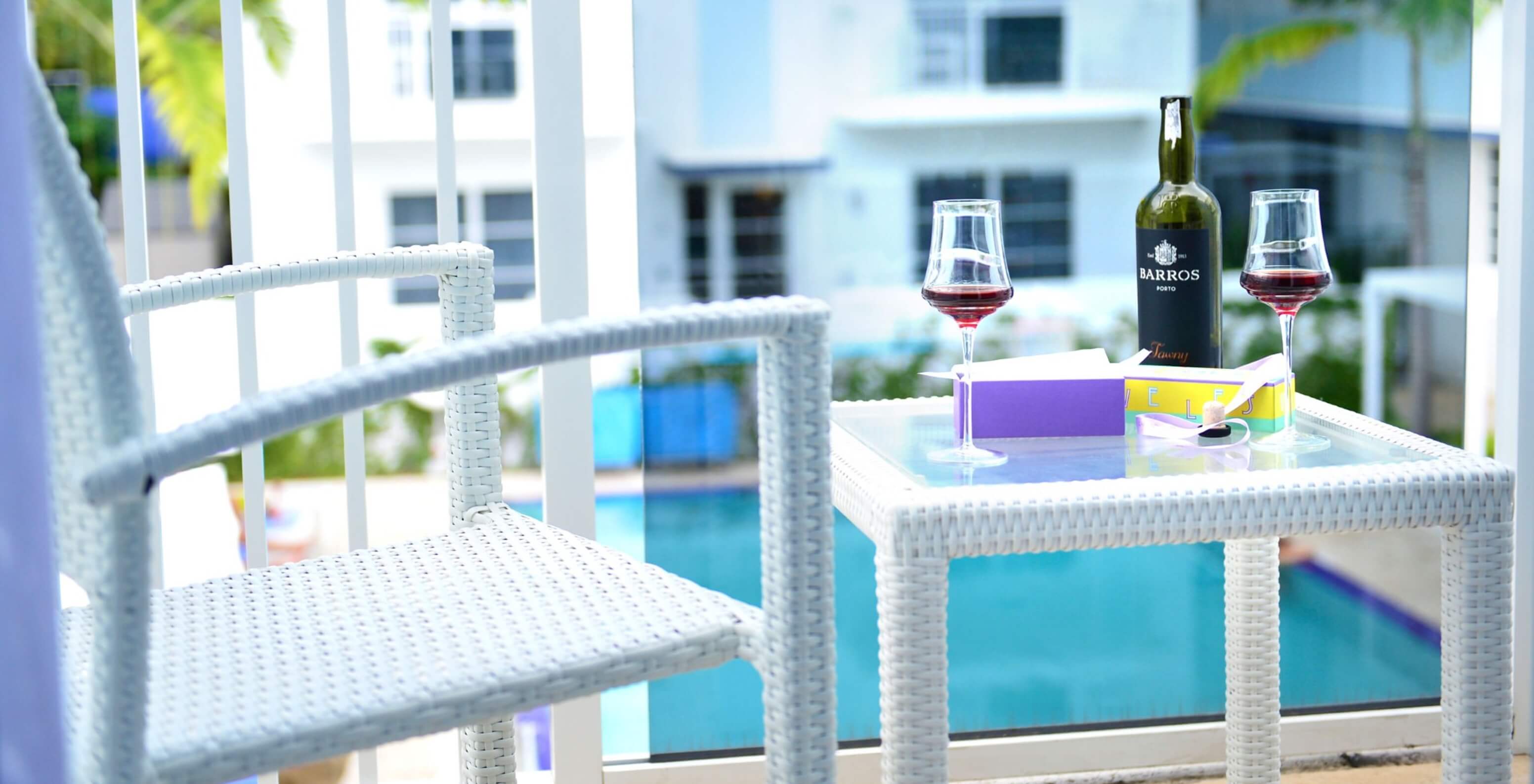 The Superior Double Beds with Balcony has pool and palm view at Pestana Miami