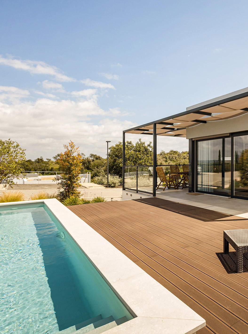 The Premium Villa 2 Bedroom - 4 Adults at Pestana Valley Nature Village has a terrace with a pool and a pergola