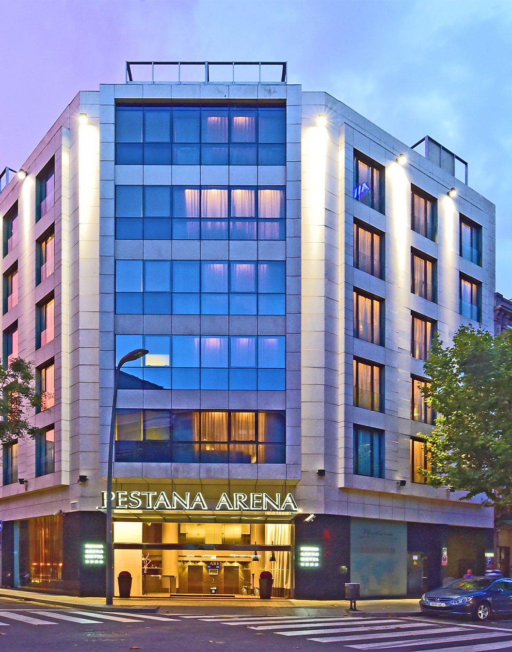 Outdoor area of Pestana Arena Barcelona, a boutique hotel in the city center of Barcelona