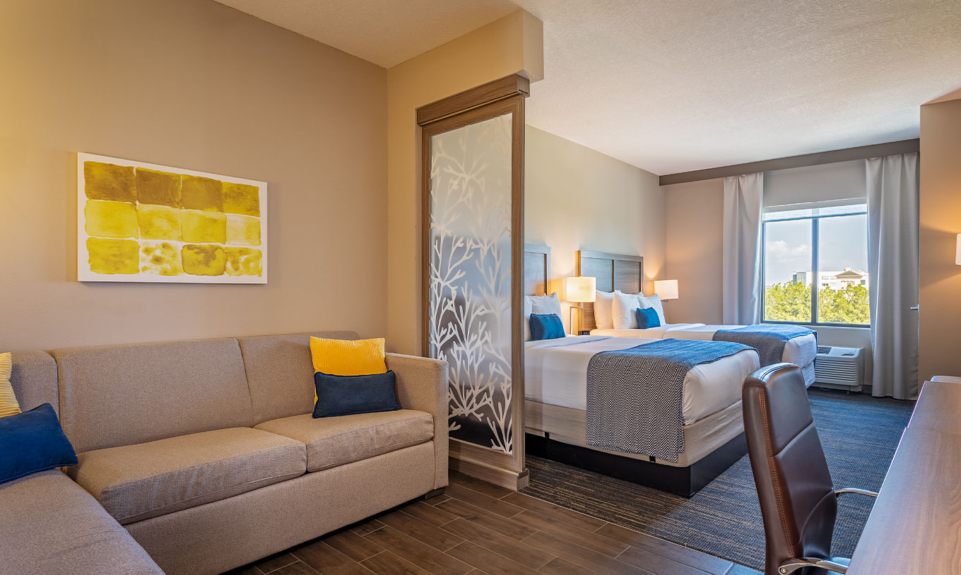 Tweepersoonssuite Queen Superieur in Pestana Orlando Suites Lake Buena Vista met zithoek en twee bedden