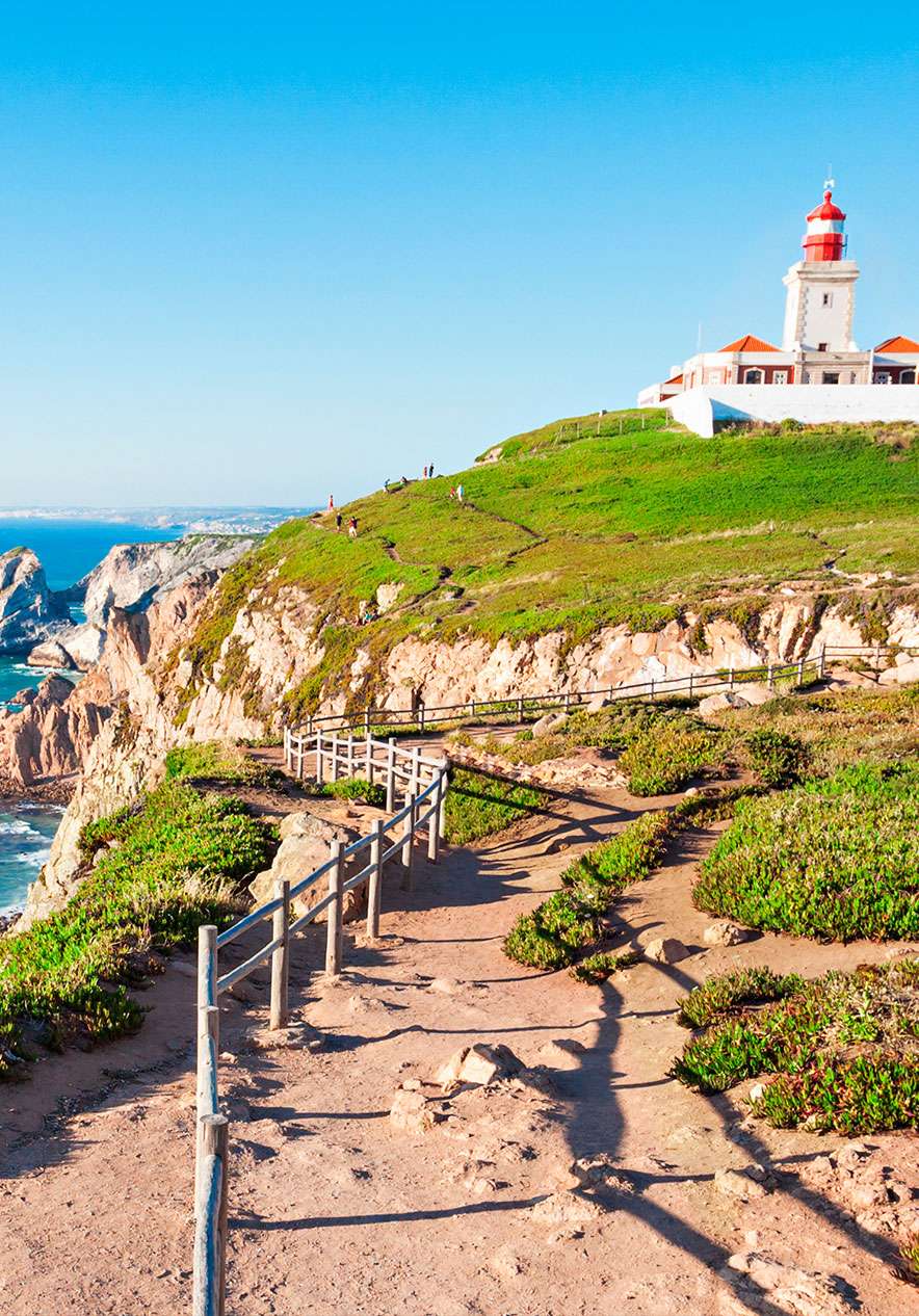 At Cabo da Roca in Sintra-Cascais National Park you can walk the trails and see panoramic views over the Atlantic